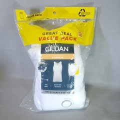 8 – Gildan Mens A-Shirts MEDIUM White Ribbed Cotton Tag Free Moisture Wicking