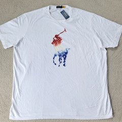 Polo Ralph Lauren Mens Big Pony Graphic Tee White SS T Shirt Big & Tall 2XB