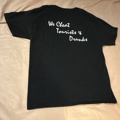 Hanes Tagless Men’s L Black Short Sleeve Crew Neck Graphic Logo T-Shirt Cotton