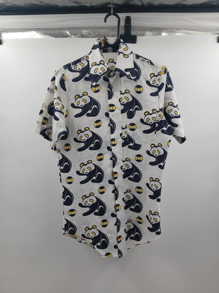 Cellini Collection Panda Print Short Sleeve Shirt Size S