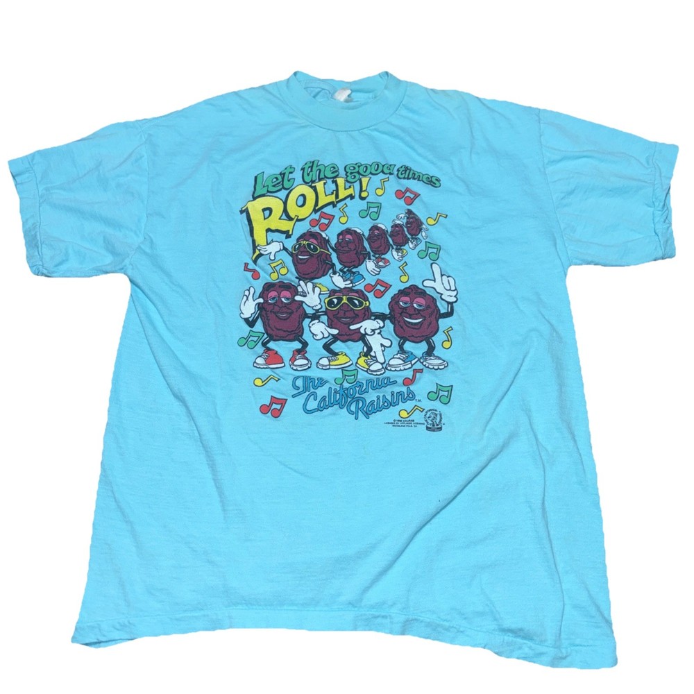 VINTAGE 80s The California Raisins Tee Men Large Blues Music 1988 Single Stitch