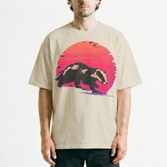 Badger Sunset Retro Wildlife Animal Nature Vintage Grunge t-shirt Outdoor Tee