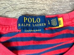 Polo Ralph Lauren Navy Blue & Red Striped S/S Shirt Pony Logo Sz Large Preowned