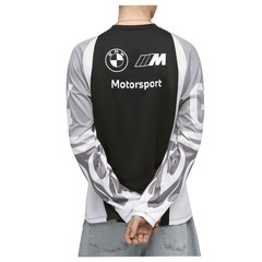 PUMA Bmw M Motorsport Graphic Crew Neck Long Sleeve T-Shirt Mens Black Casual To