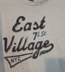 East Village NYC Flocked Logo T Shirt Mens XL Gray Felt Lettering Casual Tee
