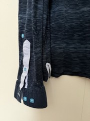 Maceoo Paris USA Shirt Men 6 / 2XL Navy V Neck Flip Cuff Long Sleeve