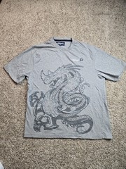 Vintage Ecko UNLTD Shirt Mens 2XL Gray Dragon Embroidered Baggy Hip Hop Y2K