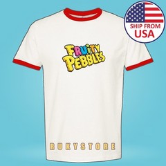 Fruity Pebbles Cereals Men’s Ringer Red Size S-3XL