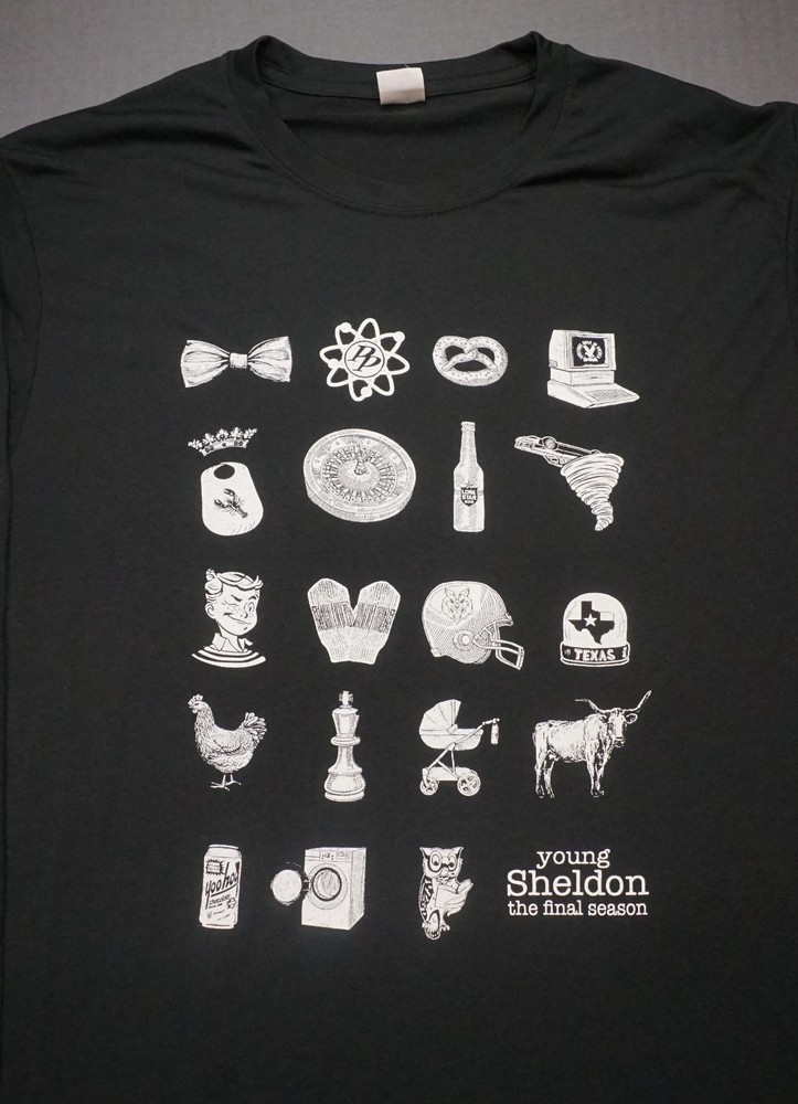 Young Sheldon Final Season Shirt Mens Large Black Long Sleeve Crew Promo Tee