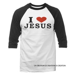 I Love Jesus Christian Religious God Bible Church Jesus Christ 3/4 Sleeve Raglan