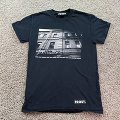 Frost Shirt Mens Small Black White Cyrillic You Can Never Leave Short Sleeve