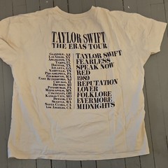 Taylor Swift The Eras Tour Graphic Print Crew Neck T-Shirt, White Cotton, XL