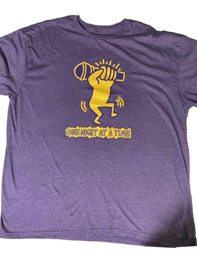 XXL Purple Graphic Tee “One Night At A Time” Keith Haring Lookalike