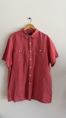Cremieux Mens 100% Linen Long Sleeve Button Up Shirt Size XXL Red Collared Soft
