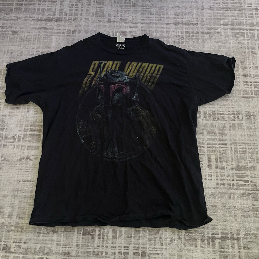 Star Wars The Mandalorian Graphic T-Shirt Black Neon Art Mens 3XL