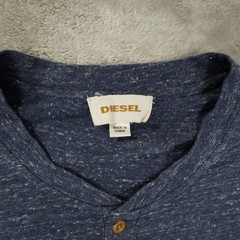 Diesel 6 Button Henley T Shirt Men’s Medium Heather Blue Short Sleeve Marled