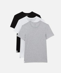 Lacoste Men’s 3-Pack 100% Cotton Slim Fit Crew Undershirts M White Grey Black