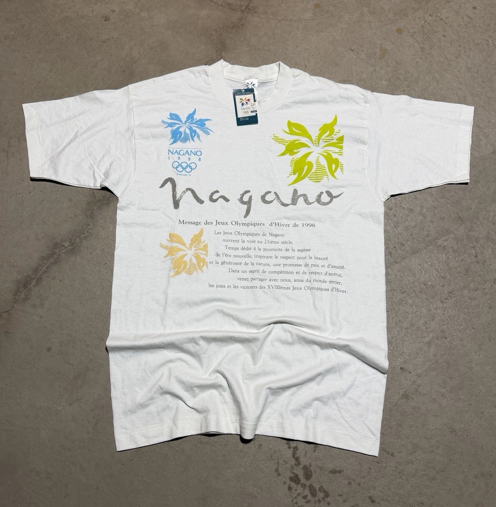Vintage 1998 Nagano Olympic Winter Games Crew Neck T-Shirt Men’s OSFA NWT Rare