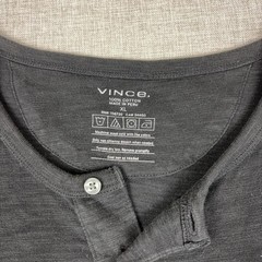 Vince Shirt Mens XL Gray Short Sleeve Henley Tagless Lightweight Cotton Jersey