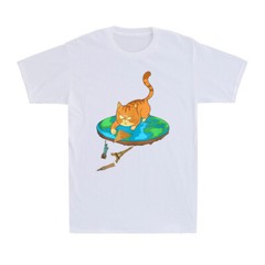 Flat Earth Society Conspiracy Theory Cat Animal Lovers Patriotic Men’s T-Shirt