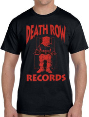 DEATH ROW RECORDS Black T Shirt (graphic is white color, not blue)