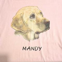 90s VTG Single Stitch Pink Custom Dog Portrait T-Shirt “Mandy” Size M/L 21×28.5