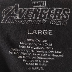 Avengers Infinity War T Shirt Mens Size Medium Black Marvel Comics Movie Tee