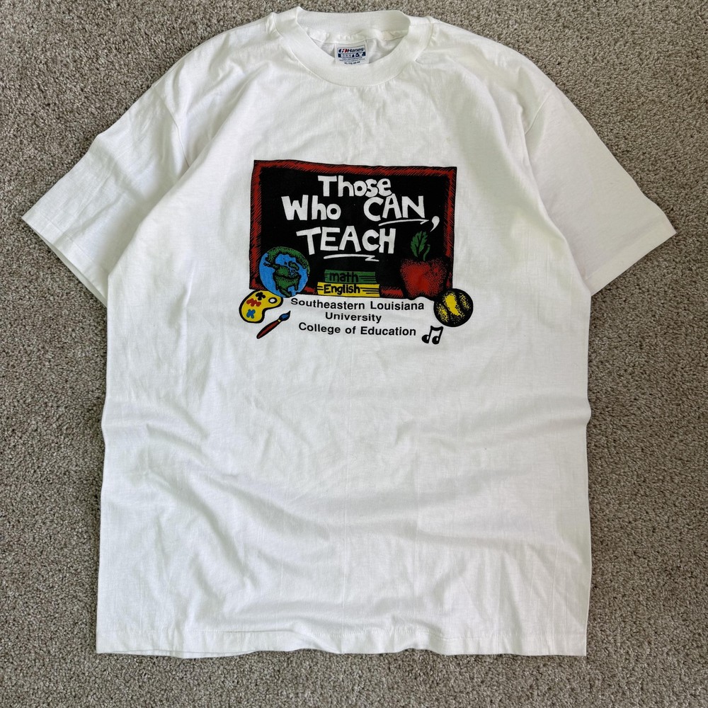 Vintage Hanes Shirt Mens XL Those Who Can Teach Southeastern Louisiana T-Shirt