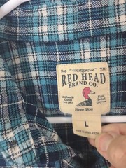 Red Head Mens Large Green Plaid Long Sleeve Button Up Flannel Shirt
