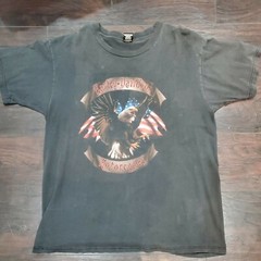 VTG Harley Davidson Motorcycle Sz XL Black Eagle USA Flag Pacific Hawaii