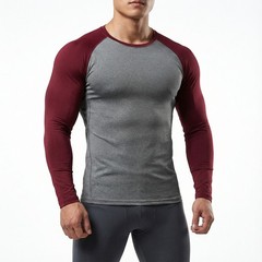2 Packs Athletic Long Sleeve Compression Shirts Dry Fit Sports Gym Shirt for Men
