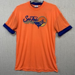 Vintage Sea Trek Royal Caribbean Tshirt Puffy Words Neon Orange One Size Fit All