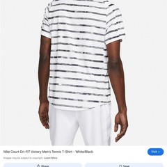 Nike Men’s White and Black Striped Short Sleeve Tee