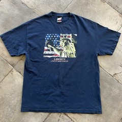 Y2K Top Heavy Statue Of Liberty Skater Grunge USA T-Shirt Mens XL