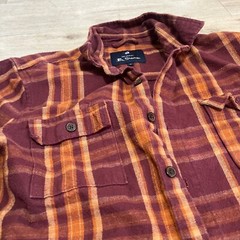 Ben Sherman Mens XL Plaid Red Orange Long Sleeve Flannel Shirt Punk Blitz GBH