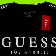 GUESS Los Angeles Men’s Short Sleeve T-Shirt Size LARGE Black w/White Cotton NEW