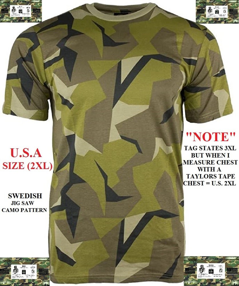 Mil-Tec by Sturm T-Shirt 100% Cotton – Swedish Camo Pattern – (U.S.A. SIZE 2XL)