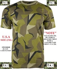 Mil-Tec by Sturm T-Shirt 100% Cotton – Swedish Camo Pattern – (U.S.A. SIZE 2XL)
