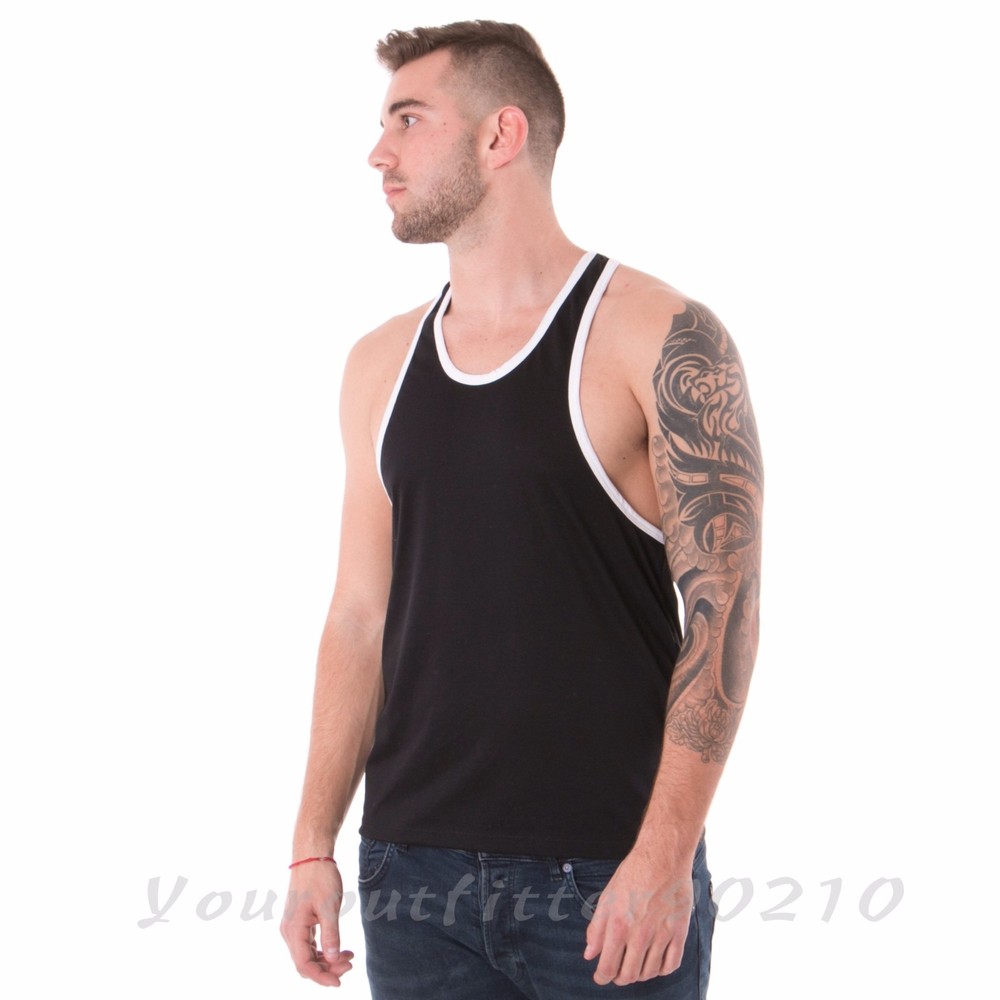 Men Bodybuilding Tank Top Muscle T-Shirt Racerback Sleeveless Tee Sports Gym