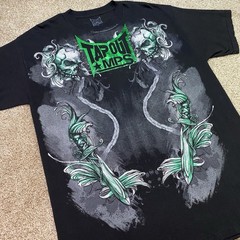Vintage Tapout MPS Shirt Mens L Black Green Foil Skull Snake MMA UFC Fight Y2K