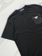 Prada Mercerized Cotton T-Shirt, Crew Neck, Black, Size XL