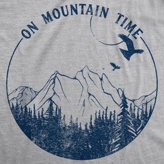 Mens On Mountain Time T shirt Cute Hiking Camping Gift Happy Camper Tee for Guys
