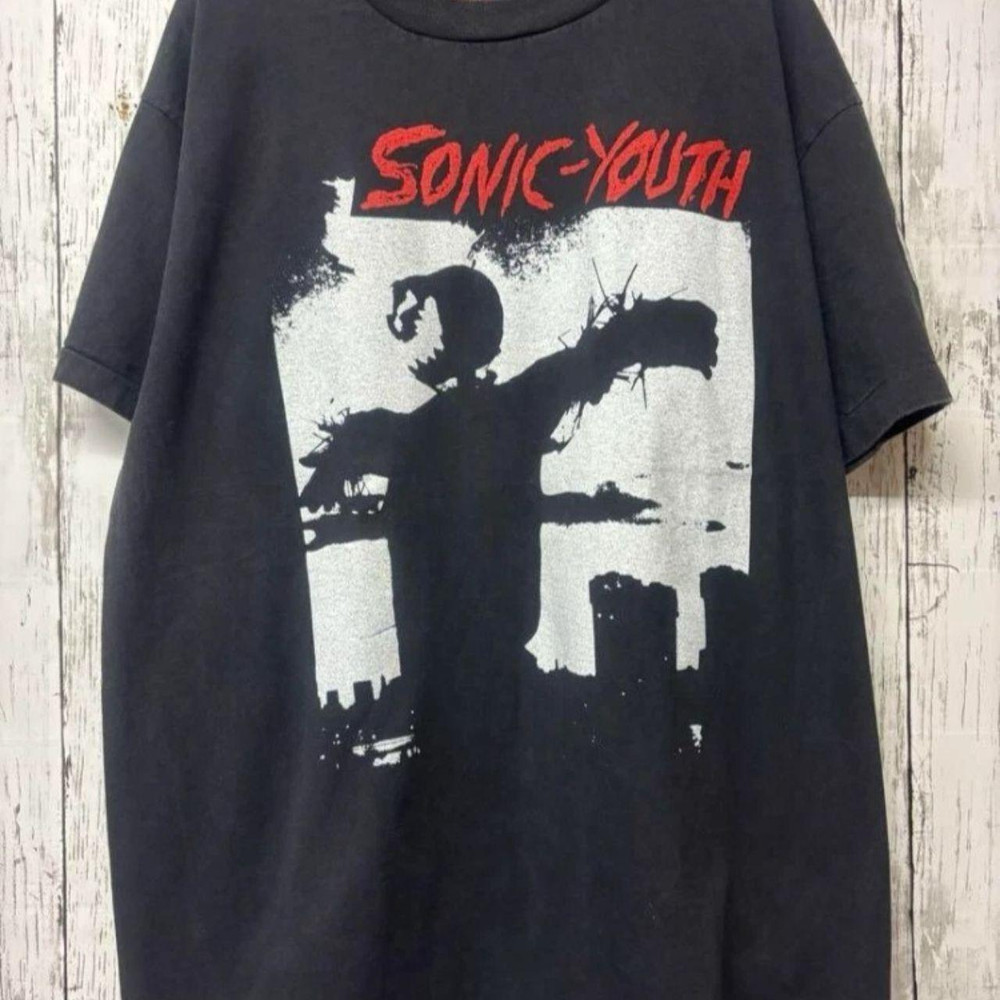 Sonic Youth Band Tshirt Retro Style Black Cotton Tshirt