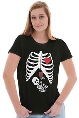 Spooky Halloween Maternity Skeleton Xray Graphic T Shirts for Women T-Shirts