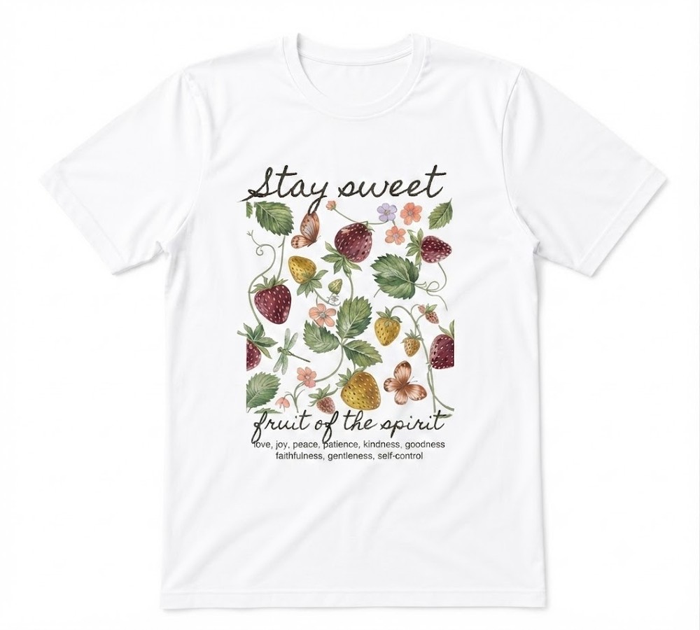 Fruit Of The Spirit Bible Verse Strawberry Christian White T-shirt