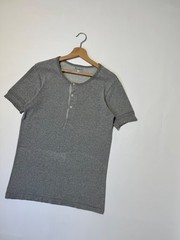 Merz b. Schwanen Men’s Gray Short Sleeve Henley T-Shirt Size 5 M 100% Cotton