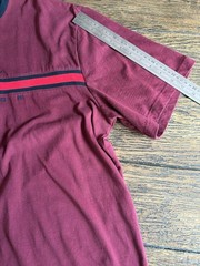 Tommy Hilfiger Men’s Burgundy Colorblock Logo Crew Neck Cotton Knit Tee 3XL