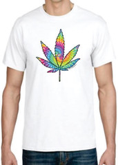 Adult DryBlend® T-Shirt – ( TIE DYED LEAF – PRIDE / WEED / 420)