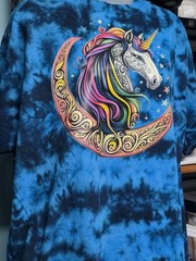 Fantasy Celtic Moon Unicorn Colortone Crystal Wash Blue XL New!