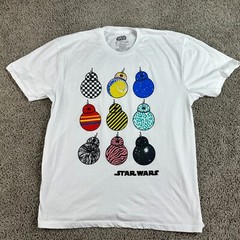 Star Wars Shirt Mens Large White Multicolored BB-8 Variations Short Sleeve